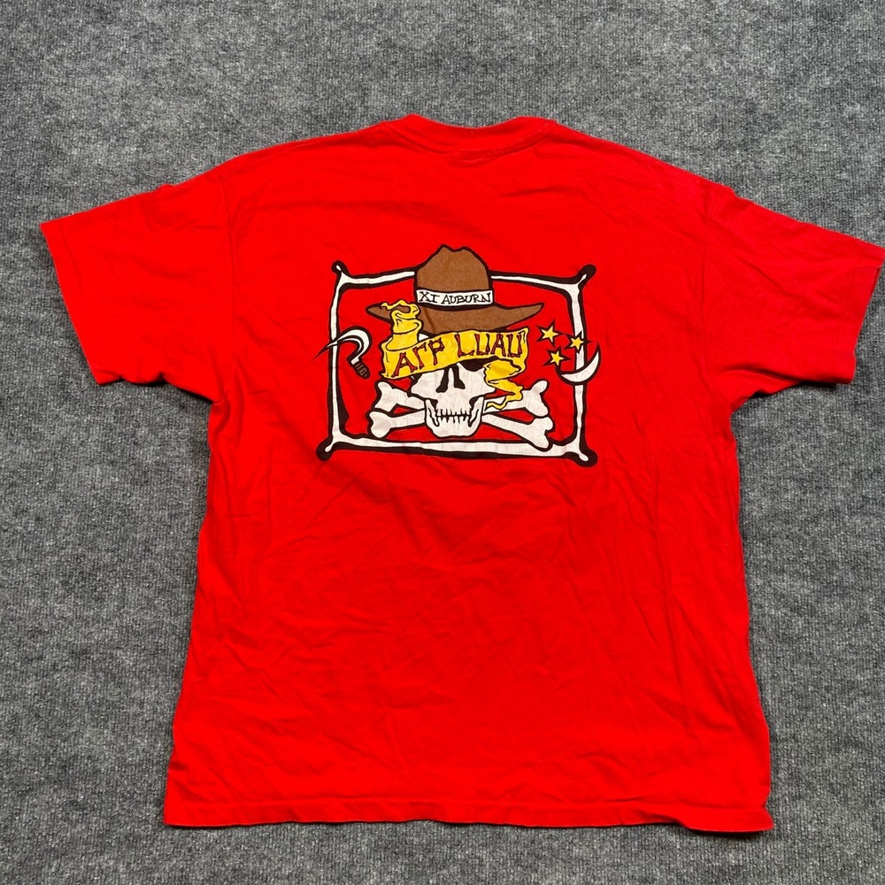 Vintage 1994 Hanes Beefy-T Auburn AGR Luau Pocket T-Shirt Red XL Single Stitch